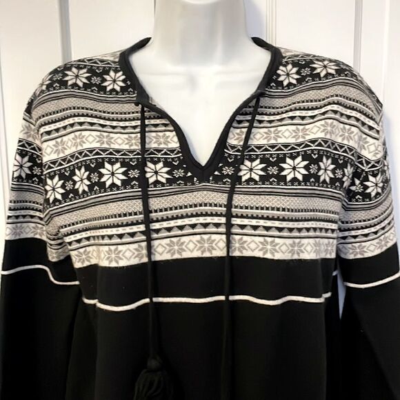 Hot Chillys Nordic Style Sweater, Black/White and Grey - Picture 3 of 8